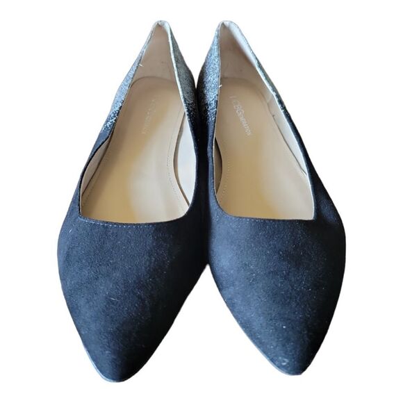 BCBGeneration Black & Silver Pointed Toe Flats Size 8 - Picture 2 of 6
